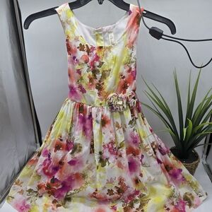 Cherokee Vibrant Floral Girls Dress Lined Size Large 12 Fancy Beautiful